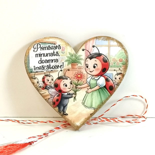 Martisor personalizat pentru invatatoare, educatoare - clasa buburuze