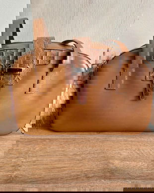 GEANTA VINTAGE COMBINATIE PIELE NATURALA SI PIELE ALIGATOR MADE IN ITALY