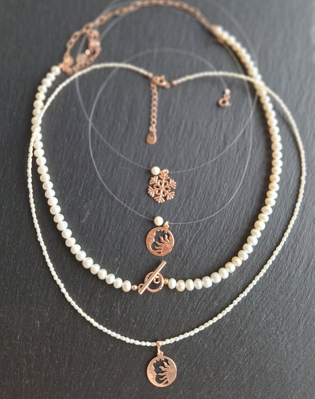 Choker Mystic cu perla si pandantiv placat cu aur roz