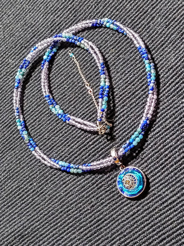 Rezervat Colier argint X3 lapis lazuli calcedonie apatit charm argint astre multicolor minimalist boho chic trendy - Transport gratuit