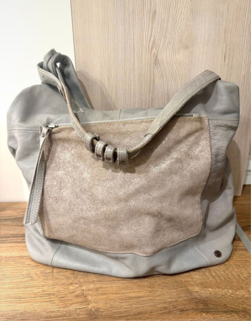 Cox Designer Grey Leather Womens Shoulder bag