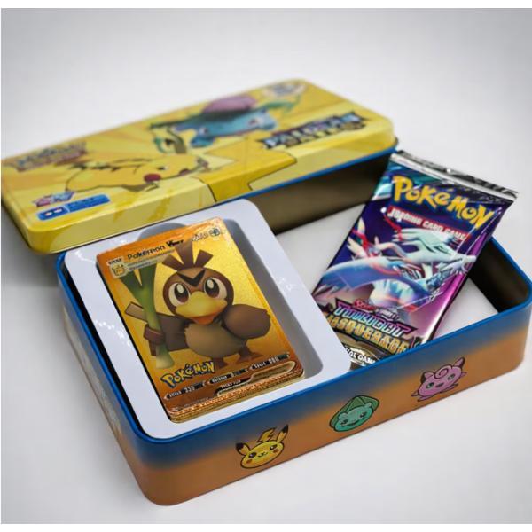 Set 50 Carduri Pokémon, Cutie Metalica Galbena de Colectie
