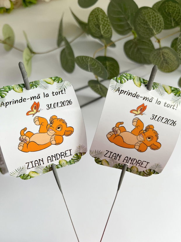 Etichete artificii mână personalizate  tematică Simba