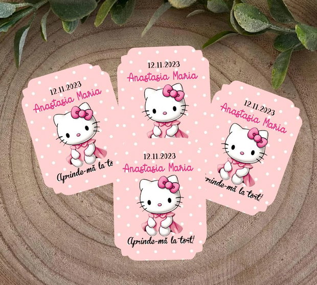 Etichete pentru artificii tort  tematica Hello Kitty