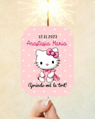 Etichete pentru artificii tort  tematica Hello Kitty