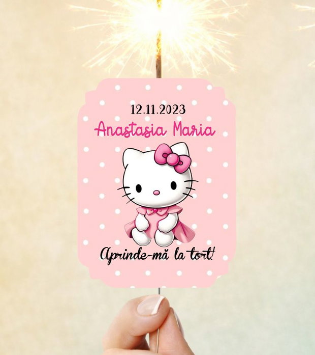 Etichete pentru artificii tort  tematica Hello Kitty
