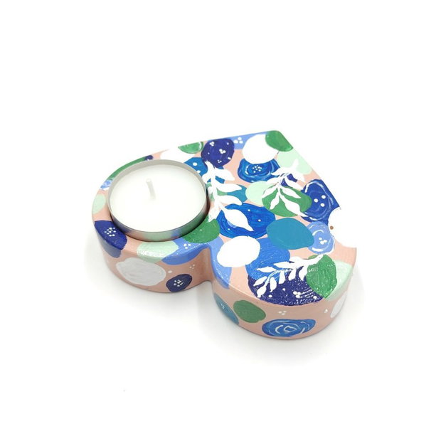 Decoratiune inima albastru verde roz pudra, unicat, 4565