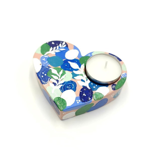 Decoratiune inima albastru verde roz pudra, unicat, 4565