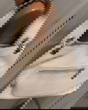 SUPERBA GEANTA VINTAG BEJ ROSE DIN PIELE GROASA