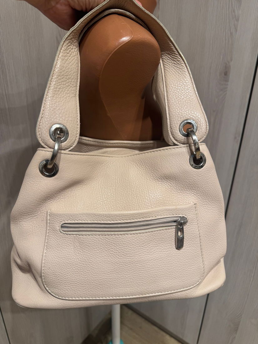 SUPERBA GEANTA VINTAG BEJ ROSE DIN PIELE GROASA