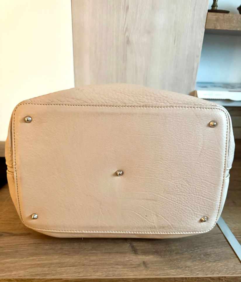 SUPERBA GEANTA VINTAG BEJ ROSE DIN PIELE GROASA