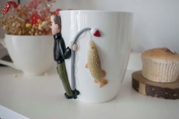 Cană iubitor de pescuit | Personalizată handmade | Lut polimeric