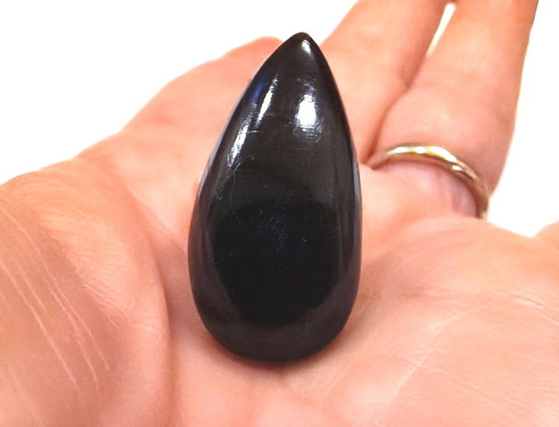 Inel Purpurit negru cu reflexii mov si Argint 925 - IN1140 - Inel negru, inel lacrima, inel pietre semipretioase, inel reglabil piatra mare, cadou sotie, cristaloterapie, cristale vindecatoare, cristale de colectie