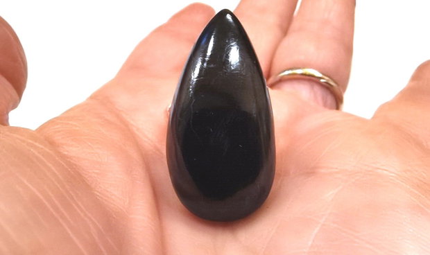 Inel Purpurit negru cu reflexii mov si Argint 925 - IN1140 - Inel negru, inel lacrima, inel pietre semipretioase, inel reglabil piatra mare, cadou sotie, cristaloterapie, cristale vindecatoare, cristale de colectie