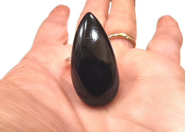 Inel Purpurit negru cu reflexii mov si Argint 925 - IN1140 - Inel negru, inel lacrima, inel pietre semipretioase, inel reglabil piatra mare, cadou sotie, cristaloterapie, cristale vindecatoare, cristale de colectie
