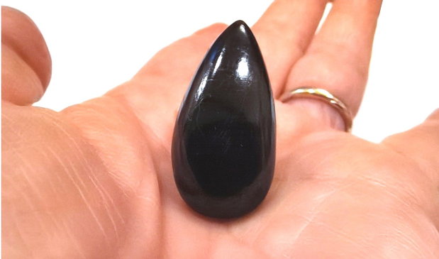Inel Purpurit negru cu reflexii mov si Argint 925 - IN1140 - Inel negru, inel lacrima, inel pietre semipretioase, inel reglabil piatra mare, cadou sotie, cristaloterapie, cristale vindecatoare, cristale de colectie