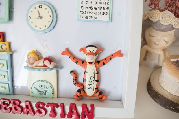 Ramă nou-născut cu tematica Winnie the Pooh | Personalizată handmade | Lut polimeric