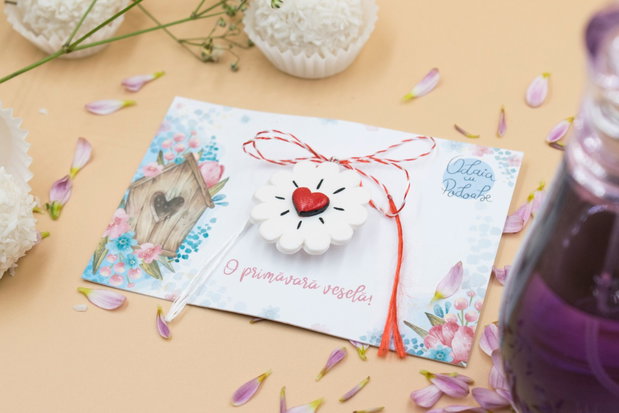 Martisor cu inimioare | Personalizat handmade | Lut polimeric