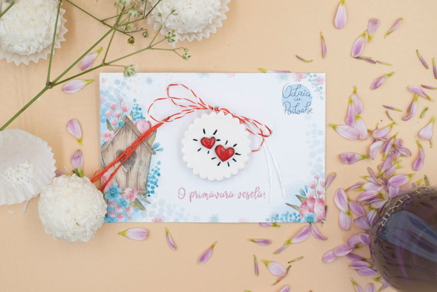 Martisor cu inimioare | Personalizat handmade | Lut polimeric