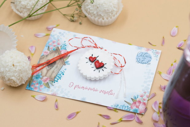 Martisor cu inimioare | Personalizat handmade | Lut polimeric