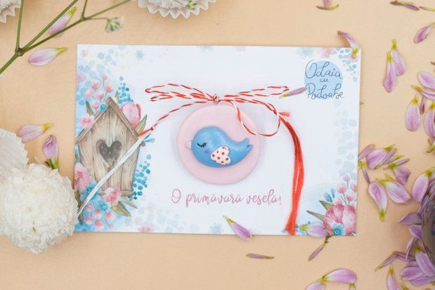 Mărțișor naive bird | Personalizat handmade | Lut polimeric