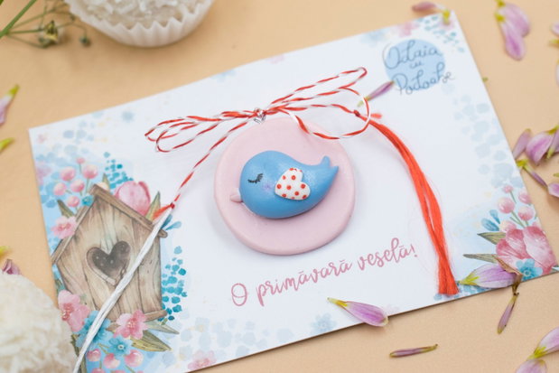 Mărțișor naive bird | Personalizat handmade | Lut polimeric