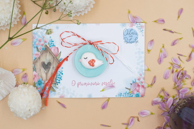 Mărțișor naive bird | Personalizat handmade | Lut polimeric
