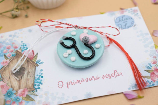 Mărțișor stetoscop | Personalizat handmade | Lut polimeric