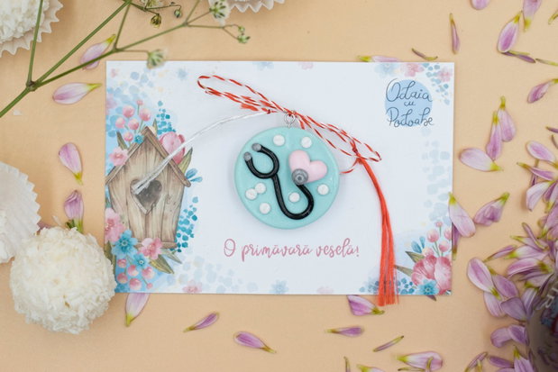 Mărțișor stetoscop | Personalizat handmade | Lut polimeric