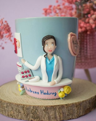 Cană medic ginecolog | Personalizată handmade | Lut polimeric