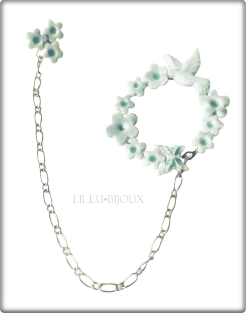 Brosa dubla cu porumbei si fluturi