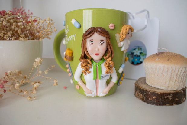 Cană Farmacist | Personalizată handmade | Lut polimeric