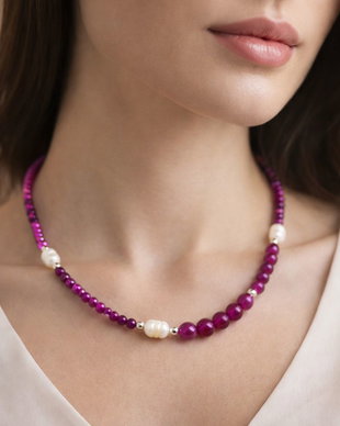 Colier handmade - agate si perle cultura (cod1128)
