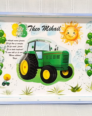 Tavita de mot baietel cu tractor