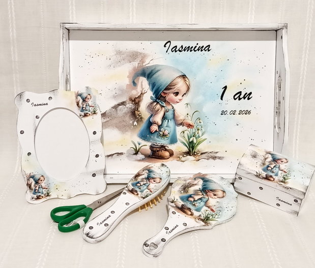 Tavita/set de mot fetita cu ghiocei