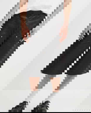 Wales Bonner pantaloni scurți de piele Ivy