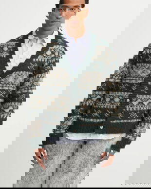 Daily Paper cardigan din amestec de lână Pattern Check