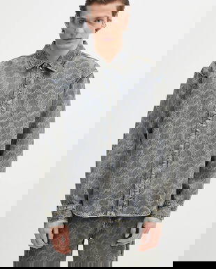 Daily Paper cămașă din bumbac Shield Laser Denim Shirt