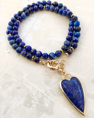 Colier inima lapis lazuli