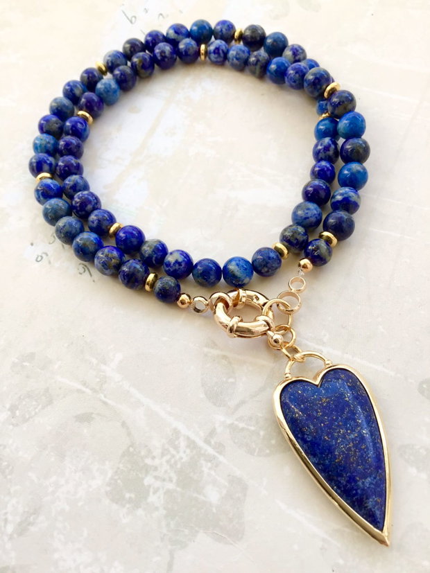 Colier inima lapis lazuli