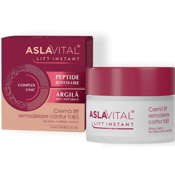 Crema Lift Remodelare Contur Fata, cu Argila Naturala si Peptide Botox-Like - Aslavital Lift Instant Lifting Cream for Face Contour Reshaping, 50 ml