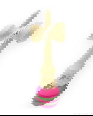 Mini Kendama din Lemn 12 cm cu Bilă Roz