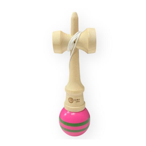 Mini Kendama din Lemn 12 cm cu Bilă Roz