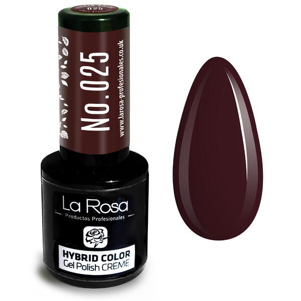 Lac de unghii La Rosa Profesionales Creme hybrid gel 025 dark burgundy, 9 ml