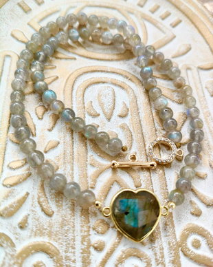 Colier CHOKER inima labradorit natural