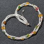 Colier argint X3 piatra lunii turmalina multicolora minimalist boho chic trendy - Transport gratuit