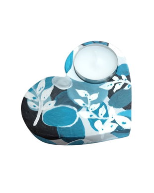 Decoratiune inima albastru negru turcoaz alb, unicat, 4566