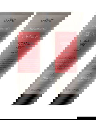 Pachet pentru parul vopsit rosu, Lakme, Coral Red, 2 x Tratament 250ml