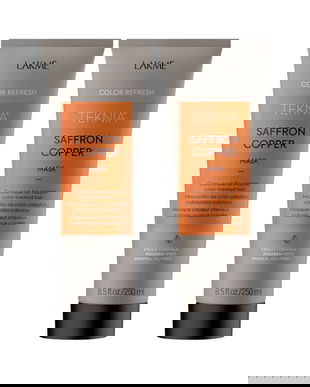 Pachet pentru parul vopsit aramiu, Lakme, Saffron Copper, 2 x Tratament 250ml