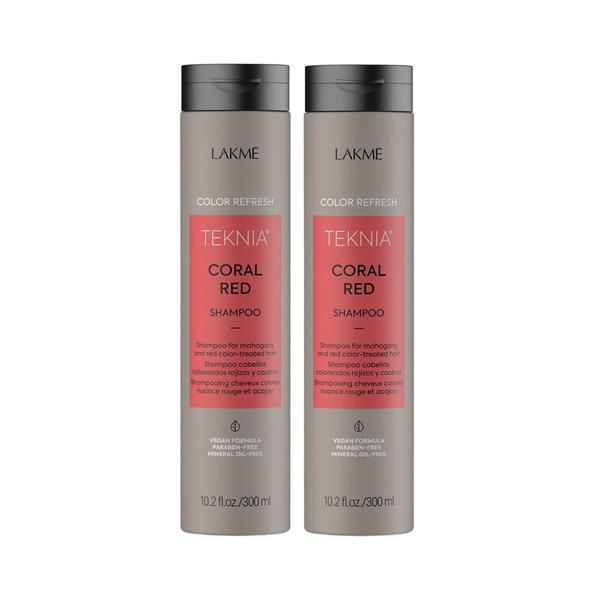 Set pentru parul vopsit rosu, Lakme, Coral Red, 2 x Sampon 300ml